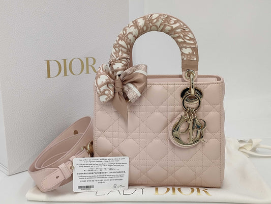 Dior My Lady Dior Small Rose Powder Lambskin Handbag M0538ONGE413