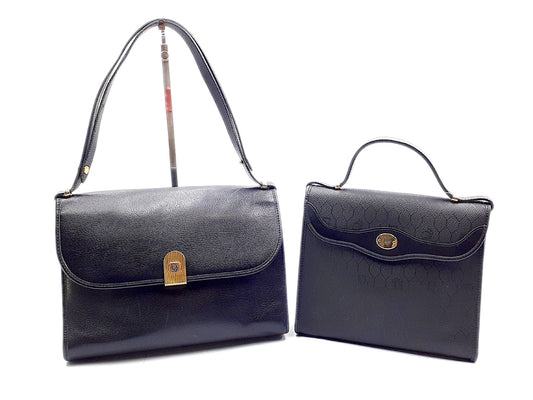 Dior 2-piece honeycomb pattern handbag set with gold hardware, leather handbag and leather shoulder bag