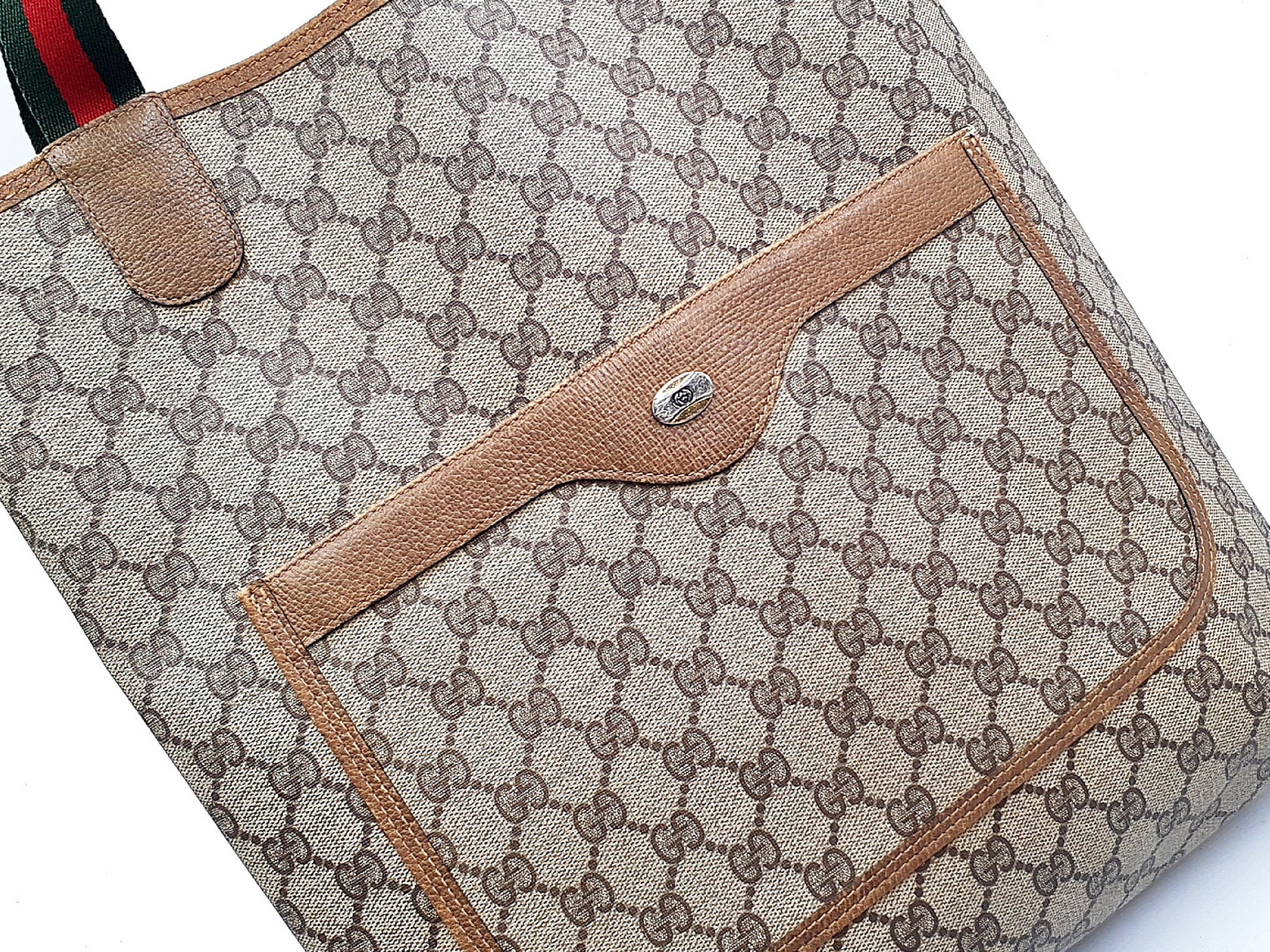 GUCCI 3-Piece Set GG Supreme Sherry Line Leather Tote Bag