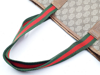 GUCCI 3-Piece Set GG Supreme Sherry Line Leather Tote Bag