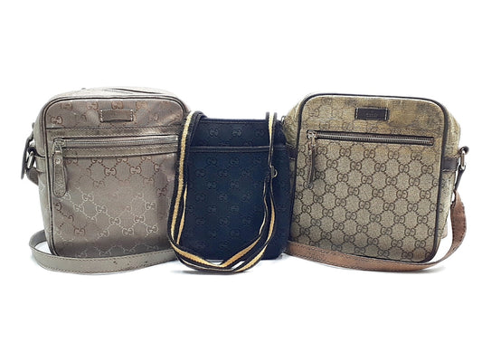 GUCCI 3-piece set: GG Supreme, GG Imprime, GG canvas, and leather shoulder bag