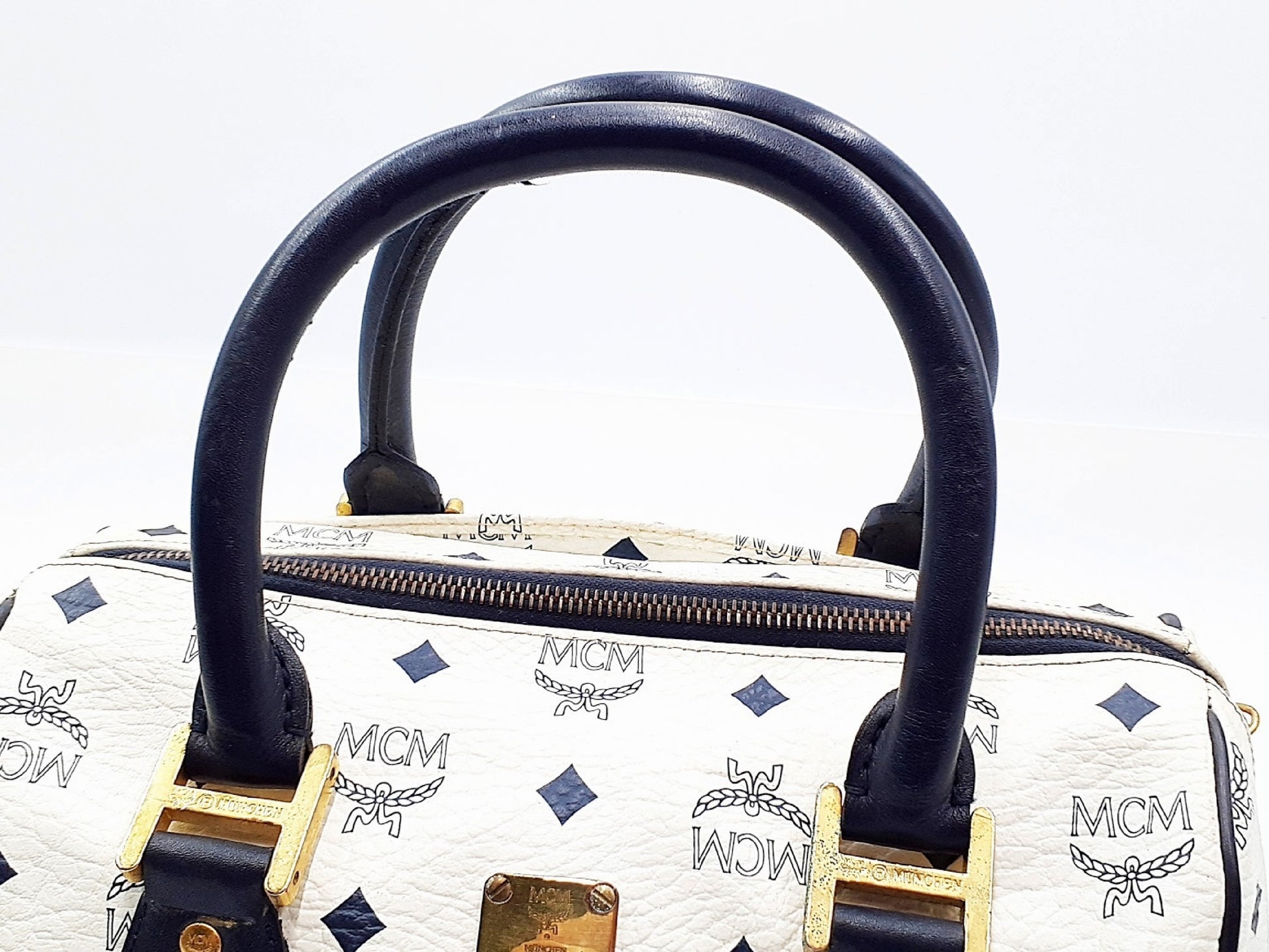 MCM 2-way strap logo leather handbag