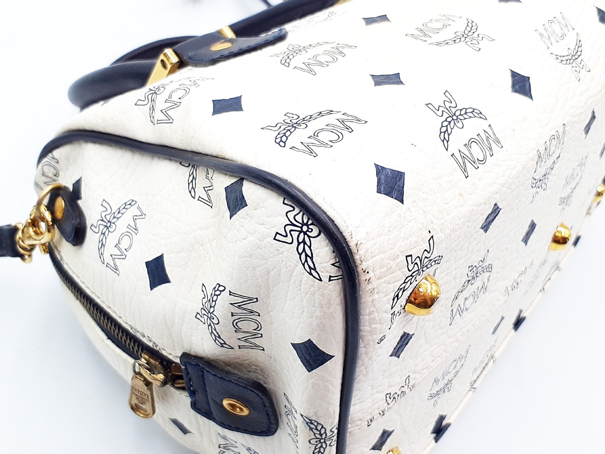 MCM 2-way strap logo leather handbag