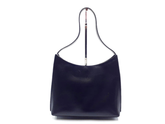 GUCCI Leather Hand Shoulder Bag, Black with Silver Hardware, 001 3124