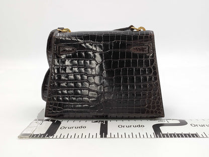 HERMES Mini Kelly Polosus Brown GP Shoulder Bag