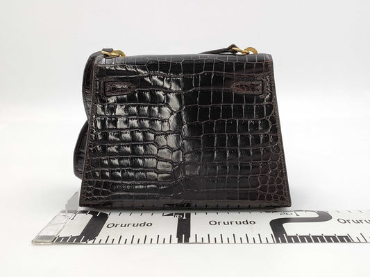 HERMES Mini Kelly Polosus Brown GP Shoulder Bag