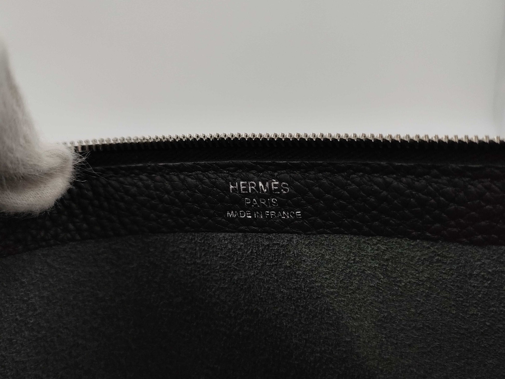 HERMES Cabavertiege 24 Togo Black Stainless Steel B Stamped Handbag