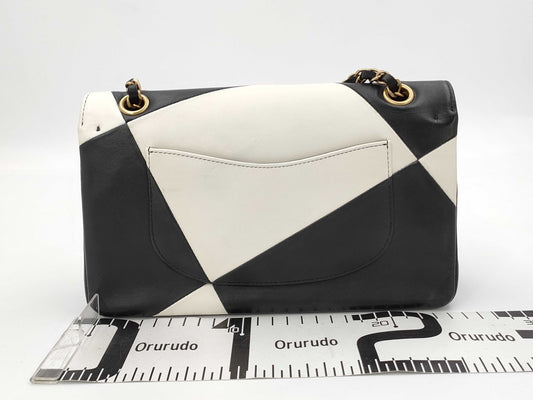 CHANEL W-Flap Two-Tone Calfskin Black and White GP Shoulder Bag