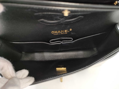 CHANEL W-Flap Two-Tone Calfskin Black and White GP Shoulder Bag