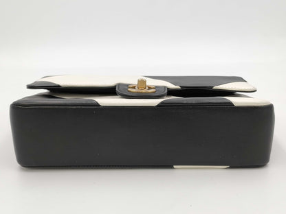 CHANEL W-Flap Two-Tone Calfskin Black and White GP Shoulder Bag