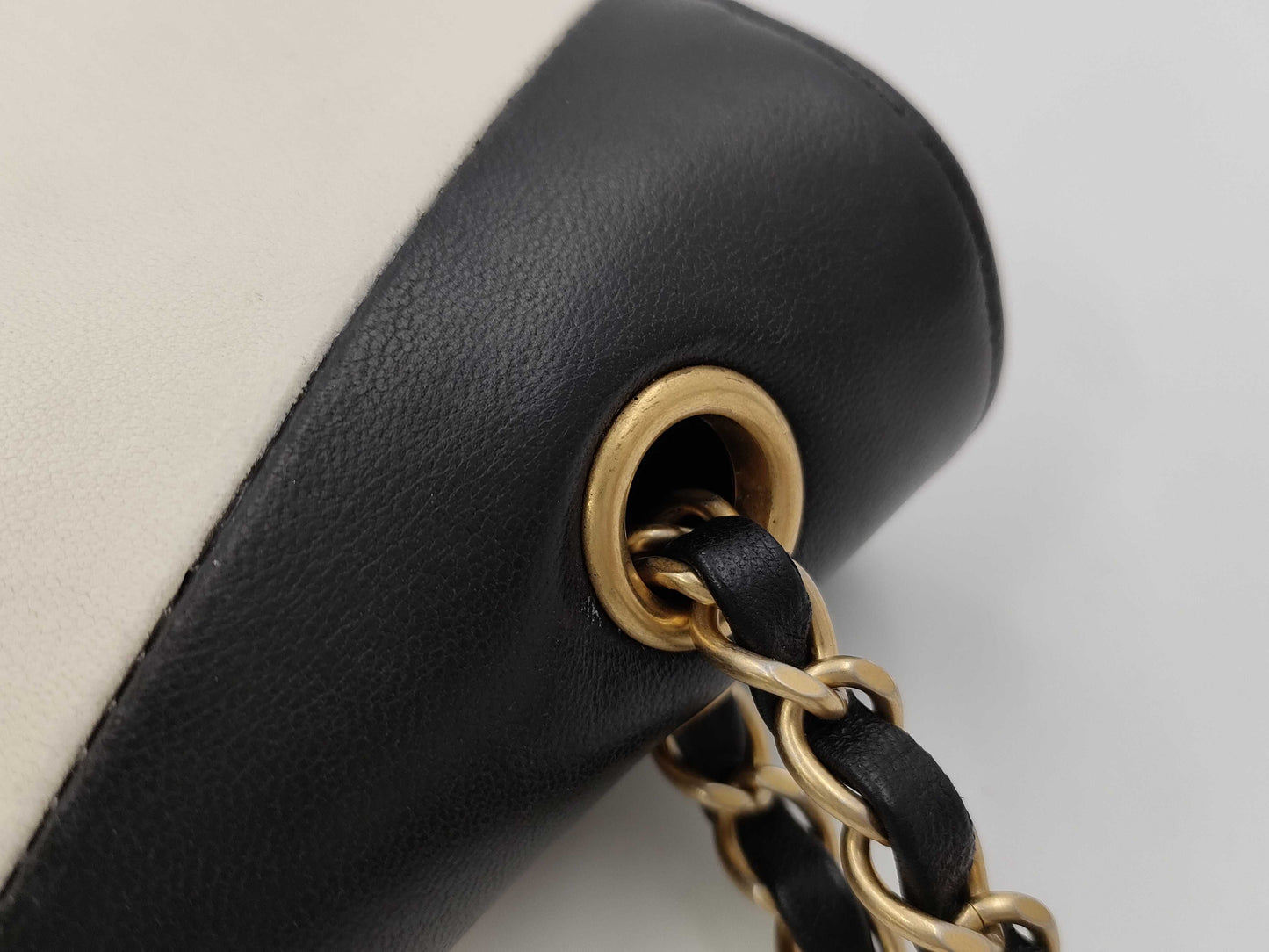CHANEL W-Flap Two-Tone Calfskin Black and White GP Shoulder Bag