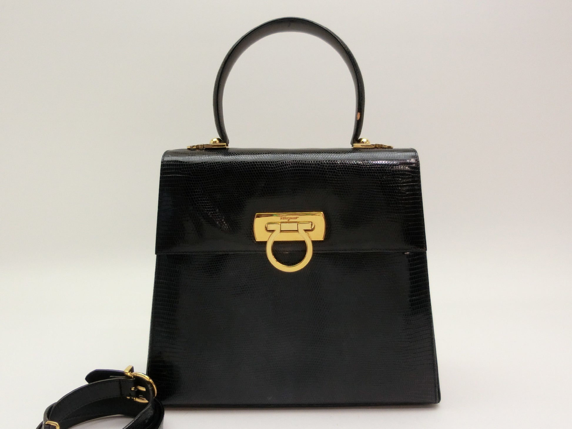 Salvatore Ferragamo Gancini Lizard 2-Way Handbag