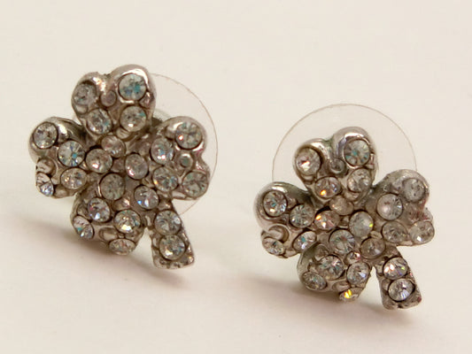 CHANEL Clover Rhinestone 03 A Earrings