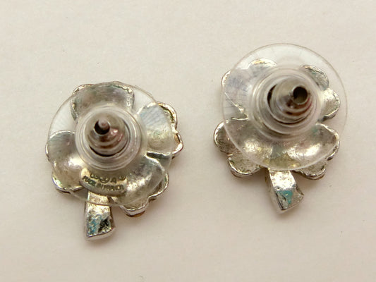CHANEL Clover Rhinestone 03 A Earrings