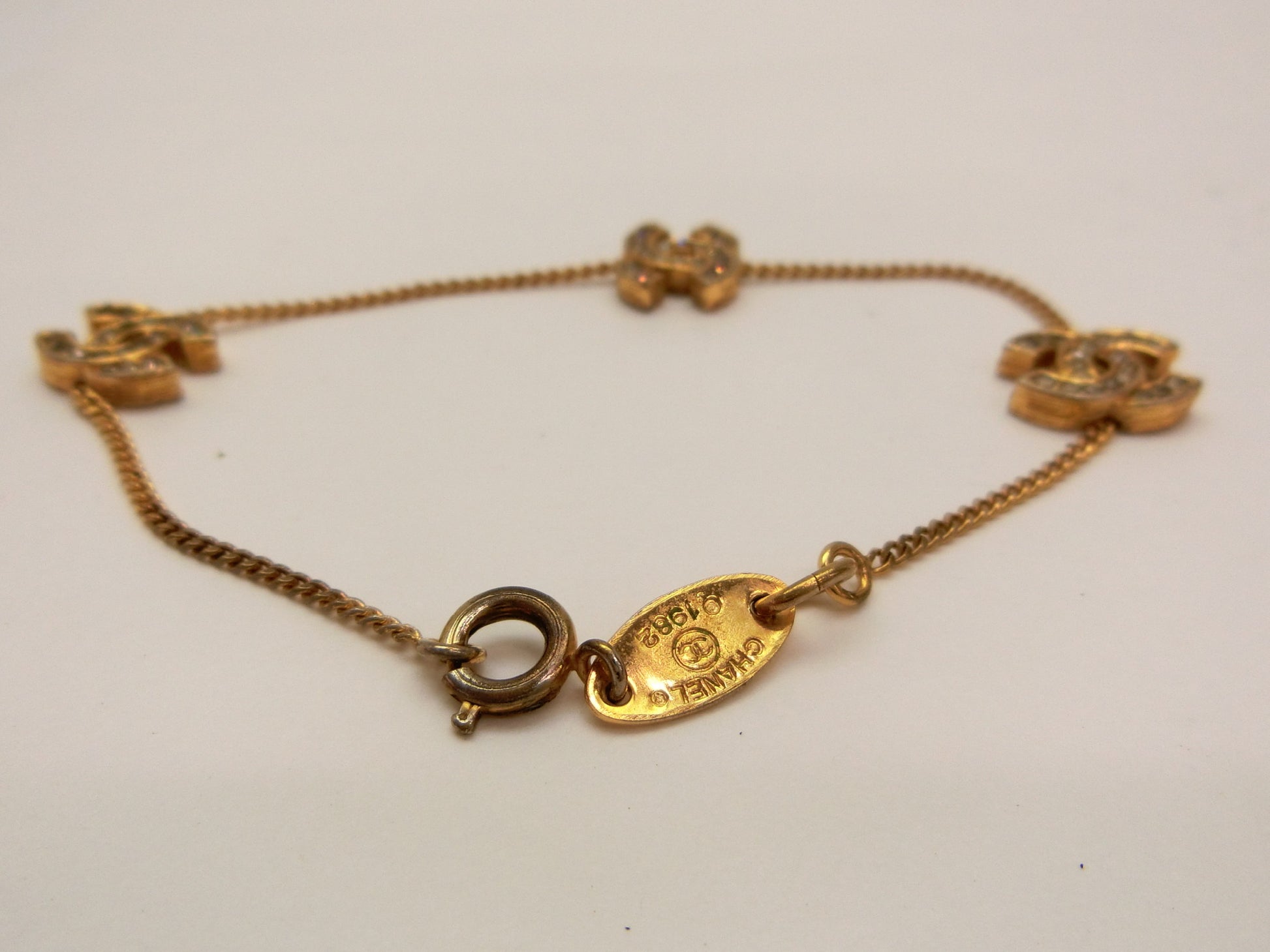 CHANEL Coco Mark Rhinestone Bracelet/Bangle