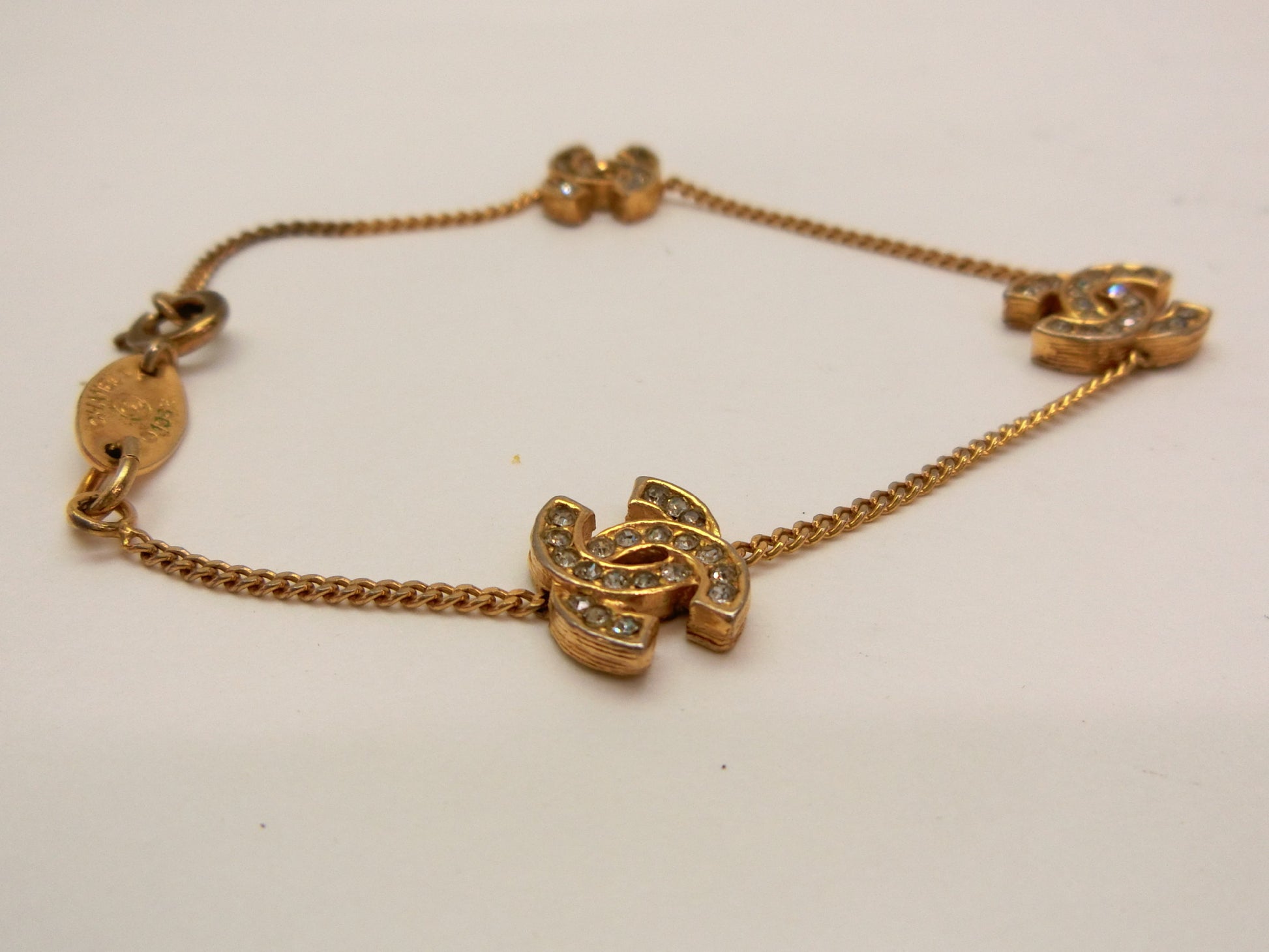 CHANEL Coco Mark Rhinestone Bracelet/Bangle