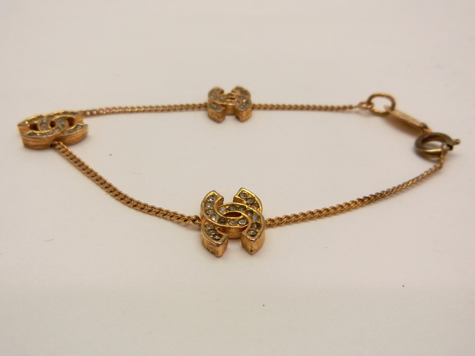 CHANEL Coco Mark Rhinestone Bracelet/Bangle
