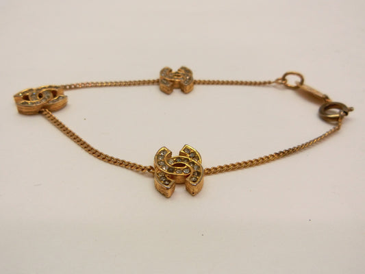CHANEL Coco Mark Rhinestone Bracelet/Bangle