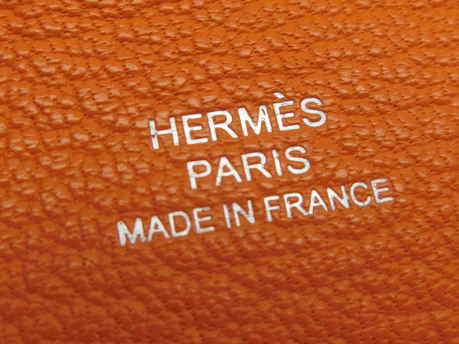 HERMES Calvi Orange C Stamp Card Case/Pass Case/Business Card Holder