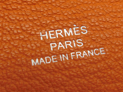 HERMES Calvi Orange C Stamp Card Case/Pass Case/Business Card Holder