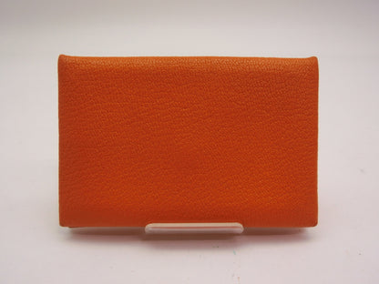 HERMES Calvi Orange C Stamp Card Case/Pass Case/Business Card Holder