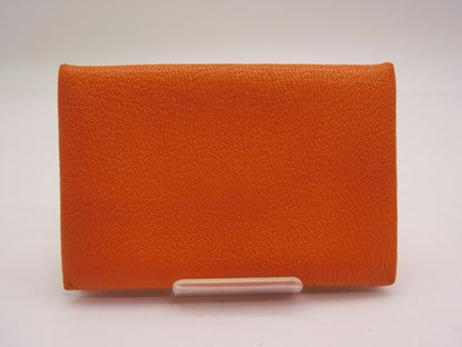 HERMES Calvi Orange C Stamp Card Case/Pass Case/Business Card Holder