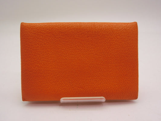 HERMES Calvi Orange C Stamp Card Case/Pass Case/Business Card Holder