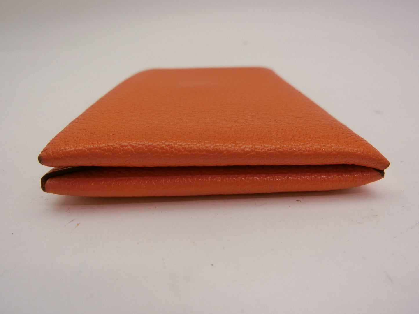 HERMES Calvi Orange C Stamp Card Case/Pass Case/Business Card Holder