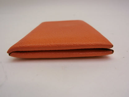 HERMES Calvi Orange C Stamp Card Case/Pass Case/Business Card Holder