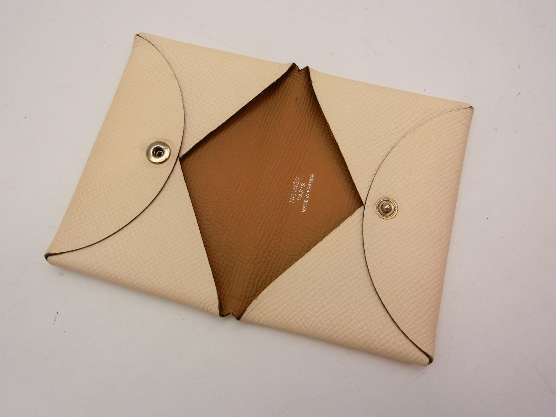 HERMES Calvi Two-tone Y Stamp Card Case, Pass Case, Business Card Case