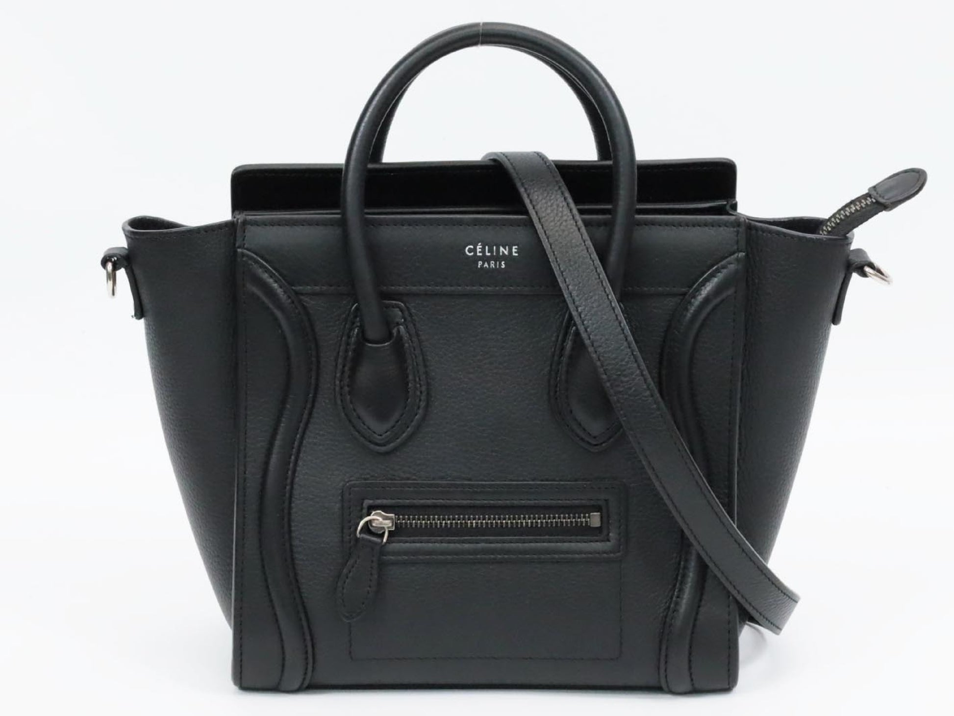 CELINE Luggage Nano Shopper Black Shoulder Bag