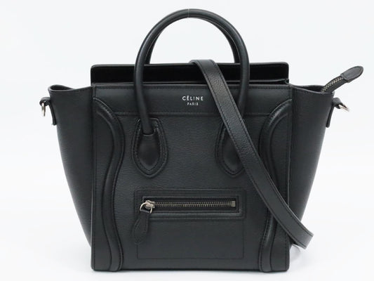 CELINE Luggage Nano Shopper Black Shoulder Bag