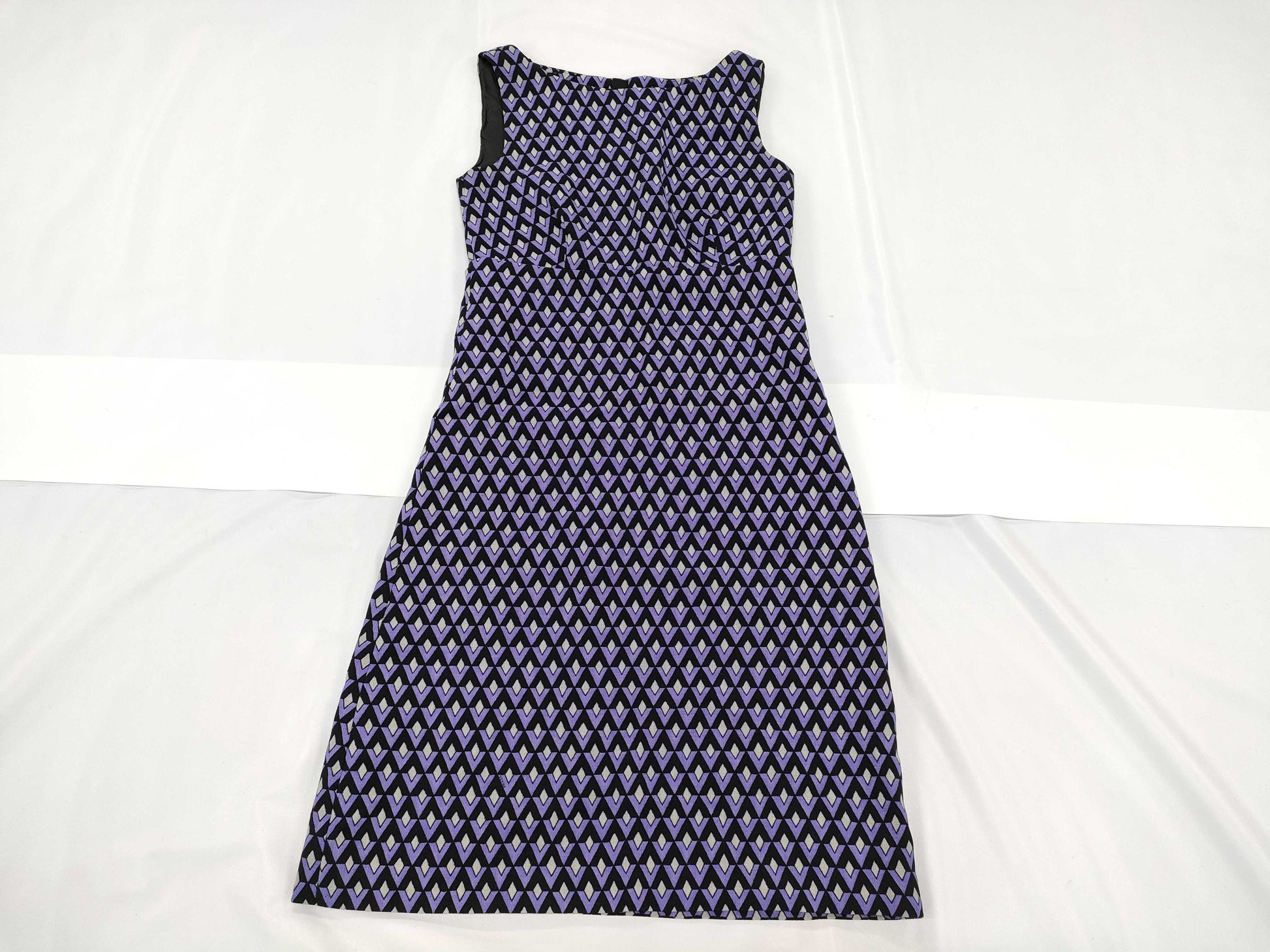 PRADA Prada Jacquard Wool Long Dress, Geometric Pattern, Size 38
