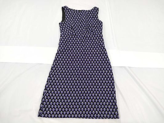 PRADA Prada Jacquard Wool Long Dress, Geometric Pattern, Size 38