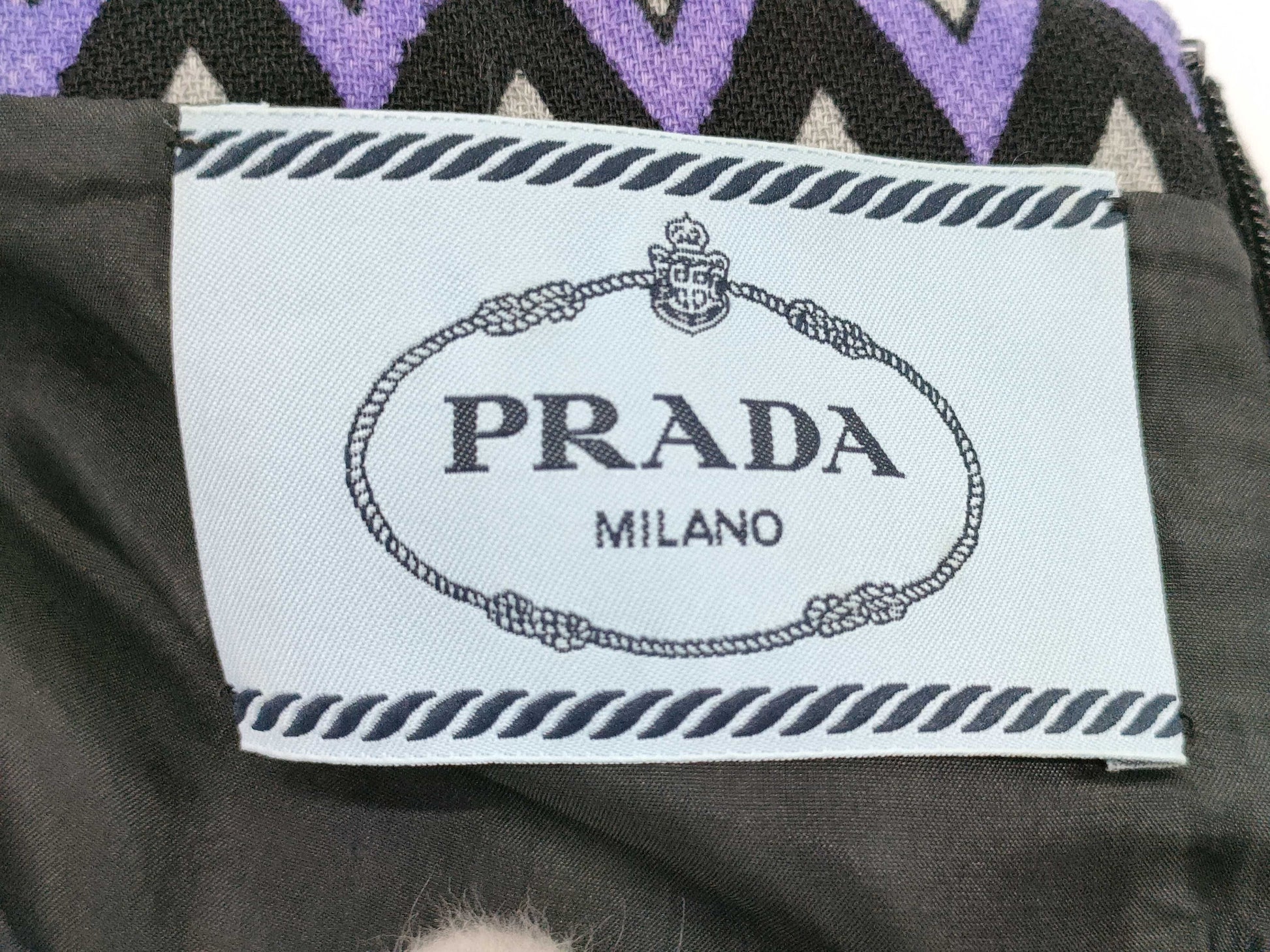 PRADA Prada Jacquard Wool Long Dress, Geometric Pattern, Size 38
