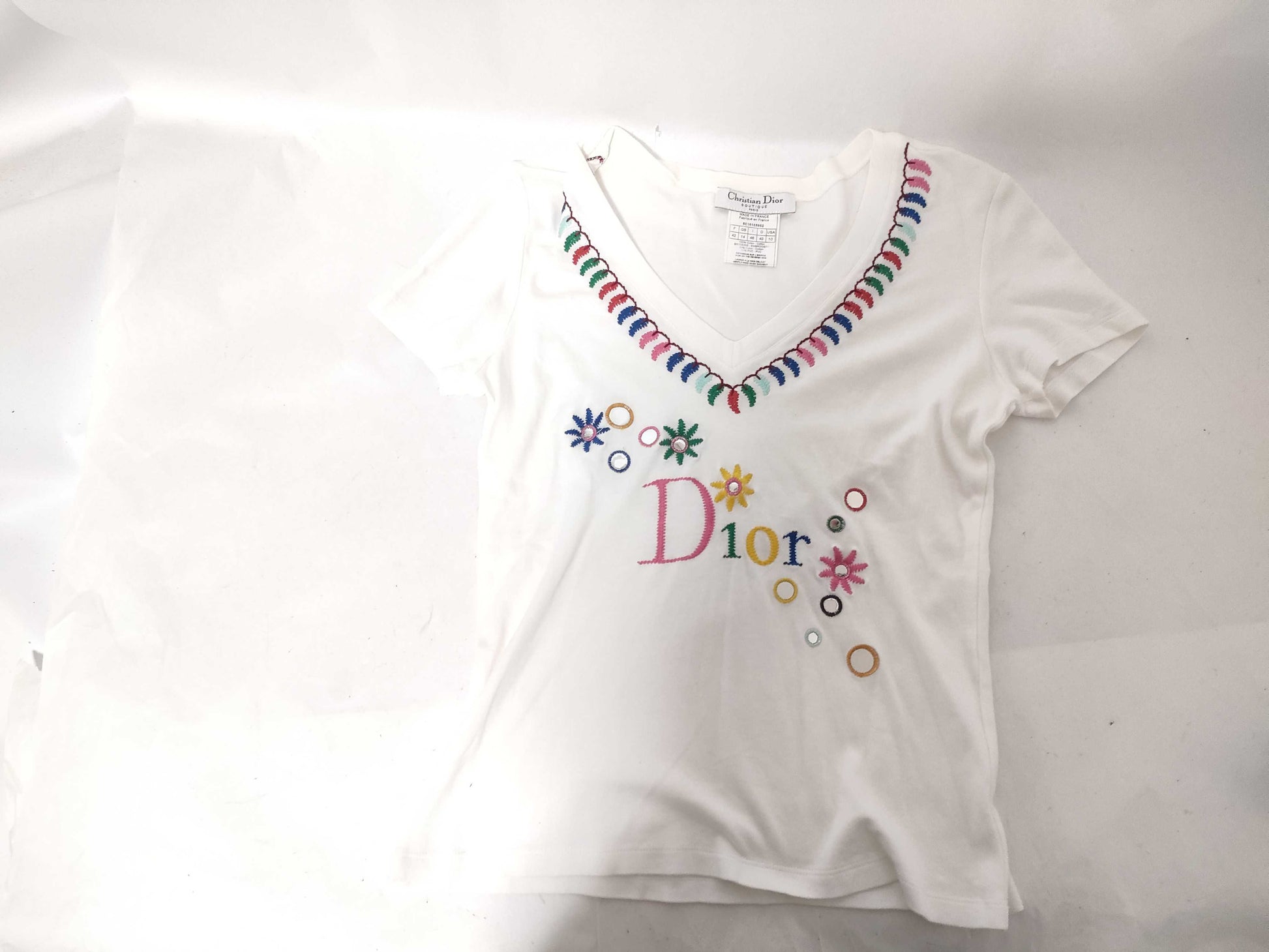 Christian Dior Galliano-era T-shirt with embroidered mirror detailing