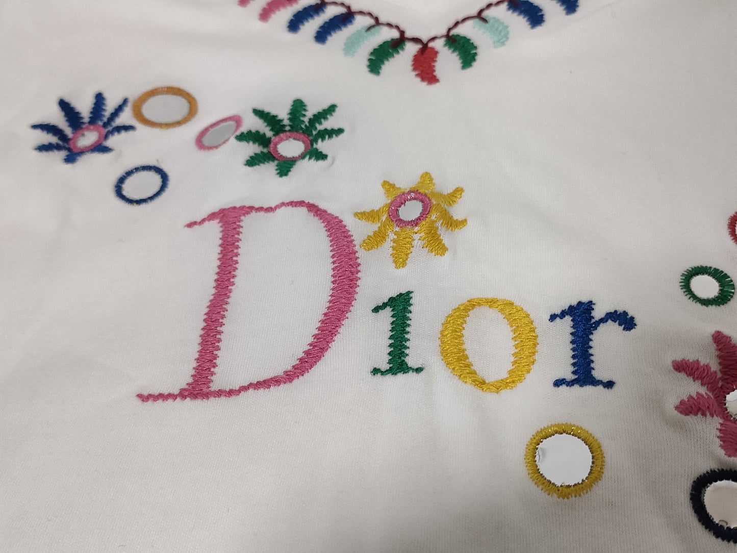 Christian Dior Galliano-era T-shirt with embroidered mirror detailing