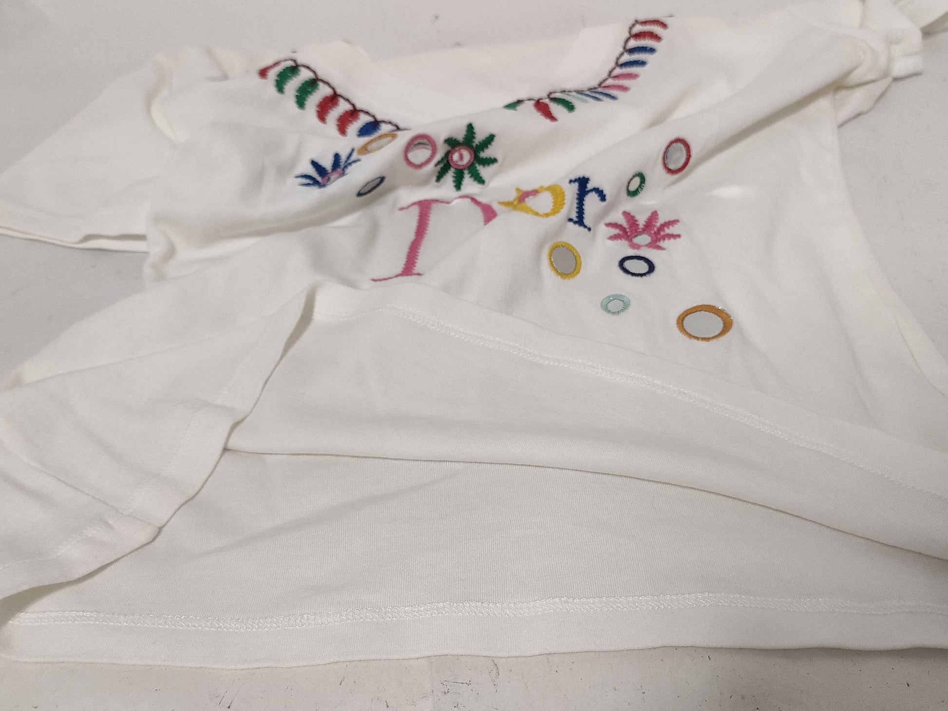 Christian Dior Galliano-era T-shirt with embroidered mirror detailing
