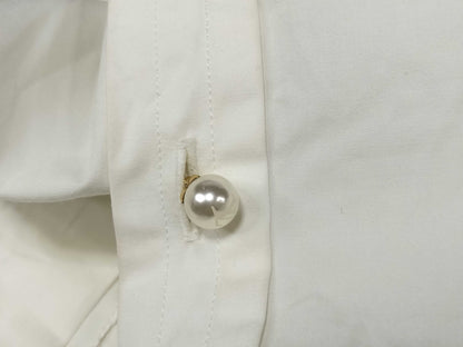 LOUIS VUITTON LOUIS VUITTON current tag pearl button blue tag blouse back logo embroidery shirt
