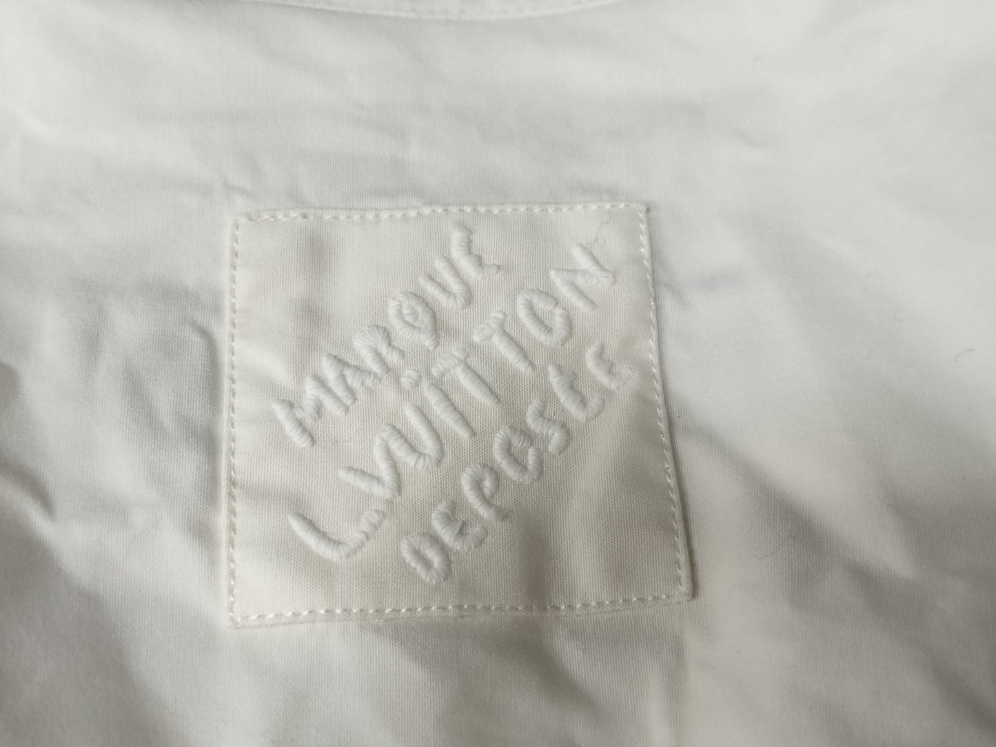 LOUIS VUITTON LOUIS VUITTON current tag pearl button blue tag blouse back logo embroidery shirt