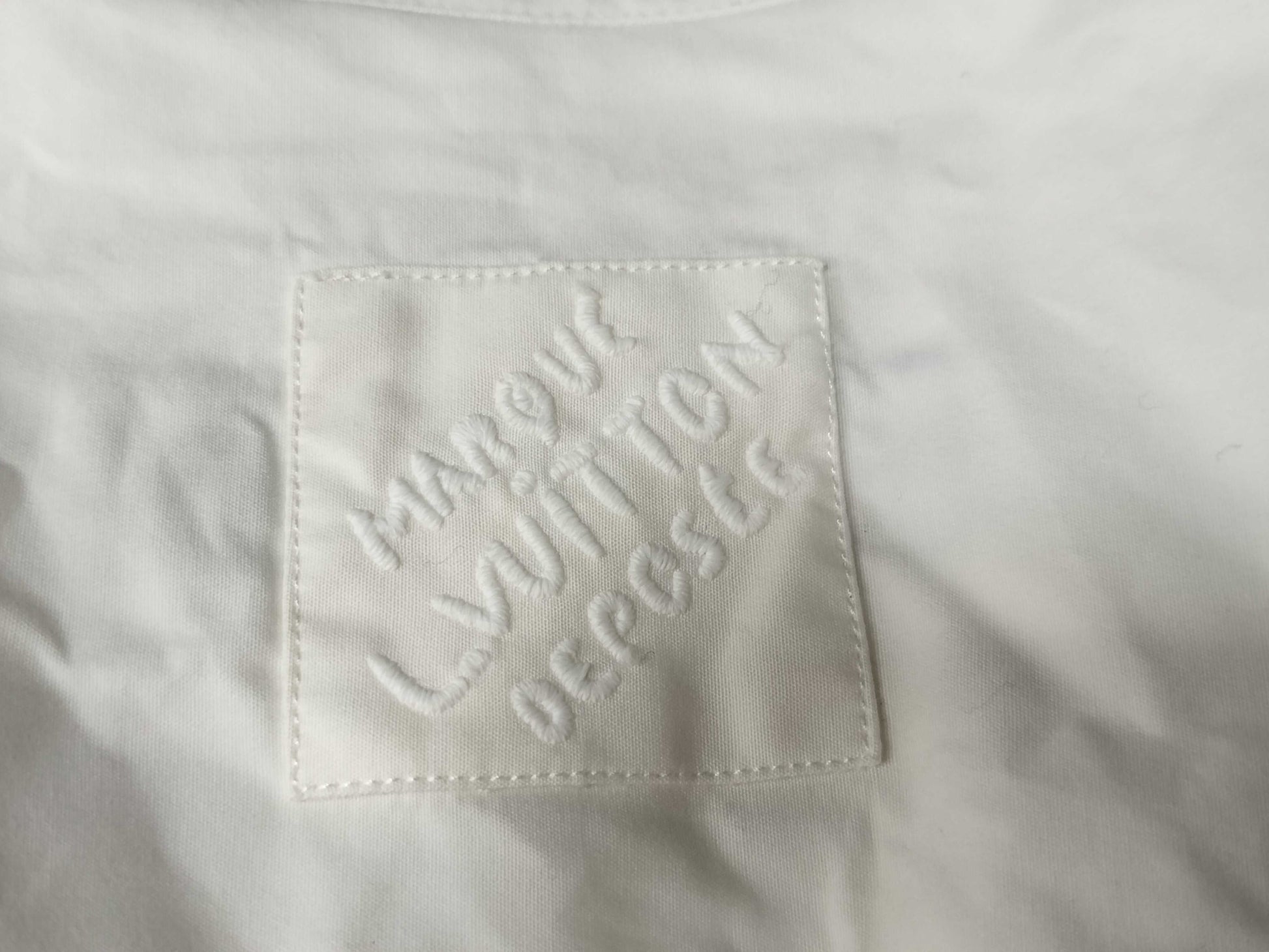 LOUIS VUITTON LOUIS VUITTON current tag pearl button blue tag blouse back logo embroidery shirt