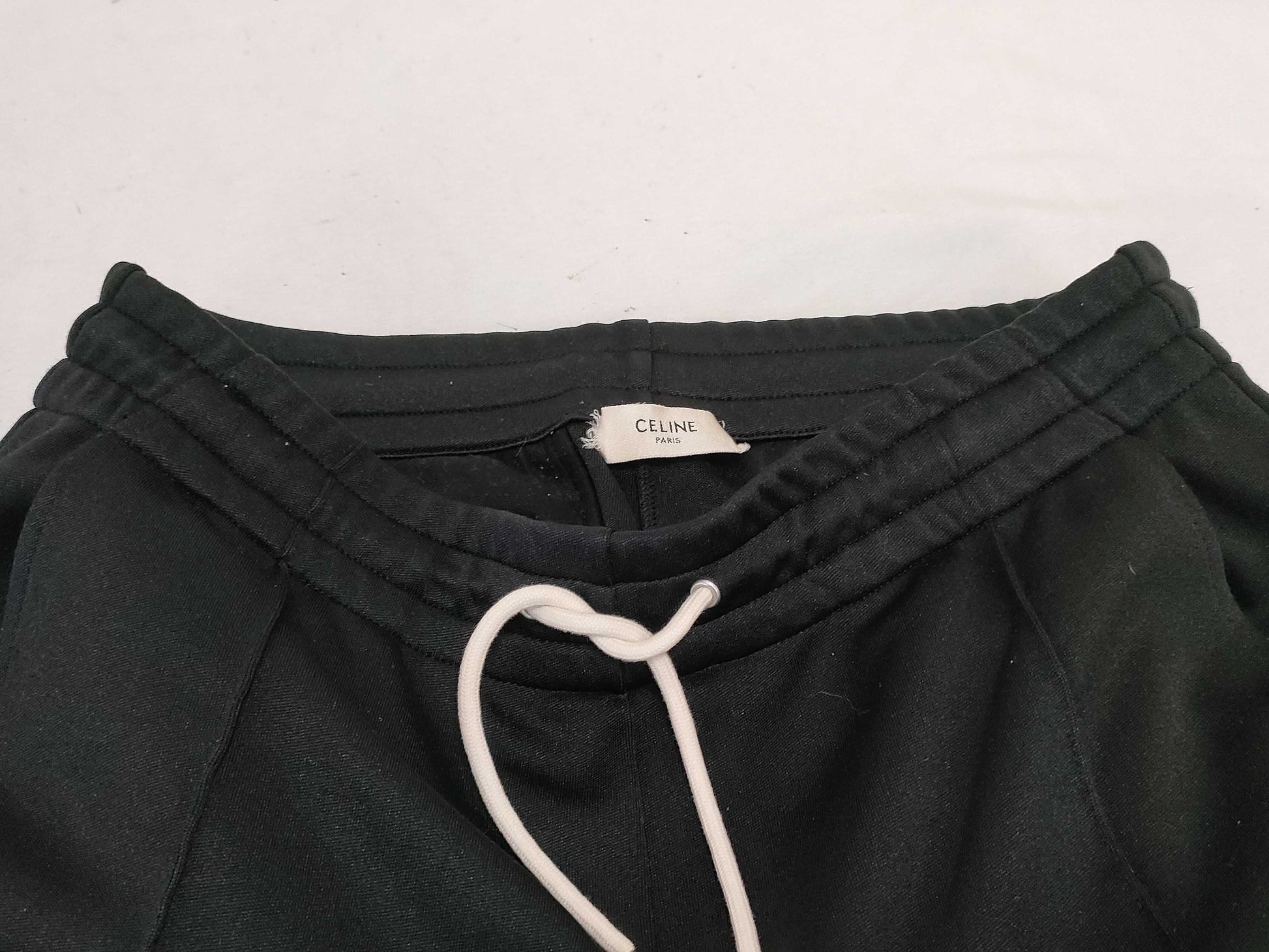 CELINE Triomphe Embroidered Jersey Pants, Current Black