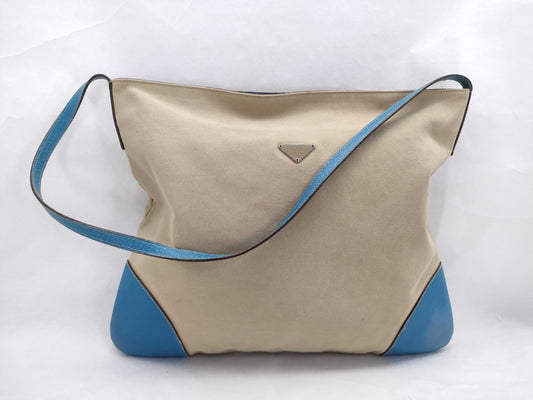 PRADA Prada Leather Canvas Tote Bag