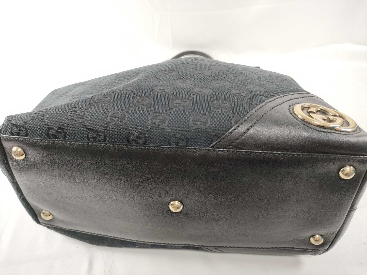 GUCCI Gucci Tote Bag GG Canvas Black G Metal Logo Tote Bag