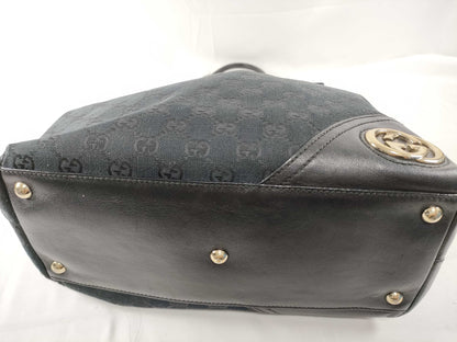 GUCCI Gucci Tote Bag GG Canvas Black G Metal Logo Tote Bag