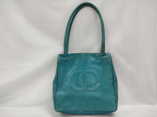 CHANEL CHANEL Leather Bag Blue Tote Bag