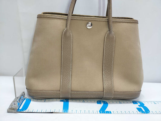 HERMES Garden Party Hermes Garden Party □Q engraved/Beige tote bag