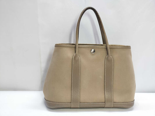 HERMES Garden Party Hermes Garden Party □Q engraved/Beige tote bag