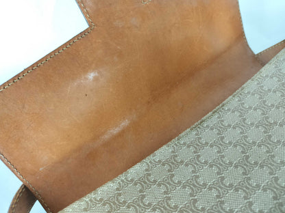 CELINE Macadam Carriage Hardware Shoulder Bag Beige