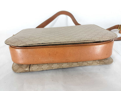 CELINE Macadam Carriage Hardware Shoulder Bag Beige